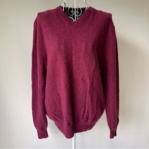 Allen Solly 100% cashmere long sleeve pullover v neck sweater burgundy size XL